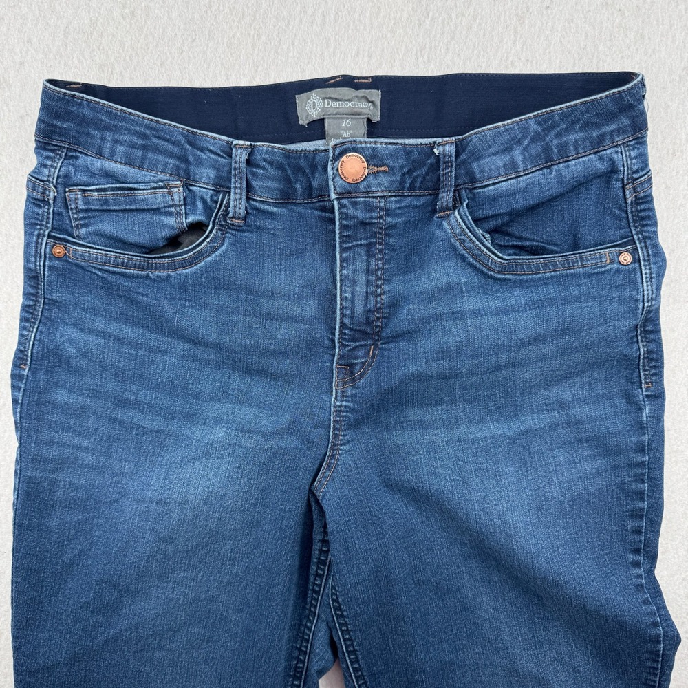Democracy Ab Solution Blue Straight Leg Raw Hem Jeans Womens 16 (34x27) Denim